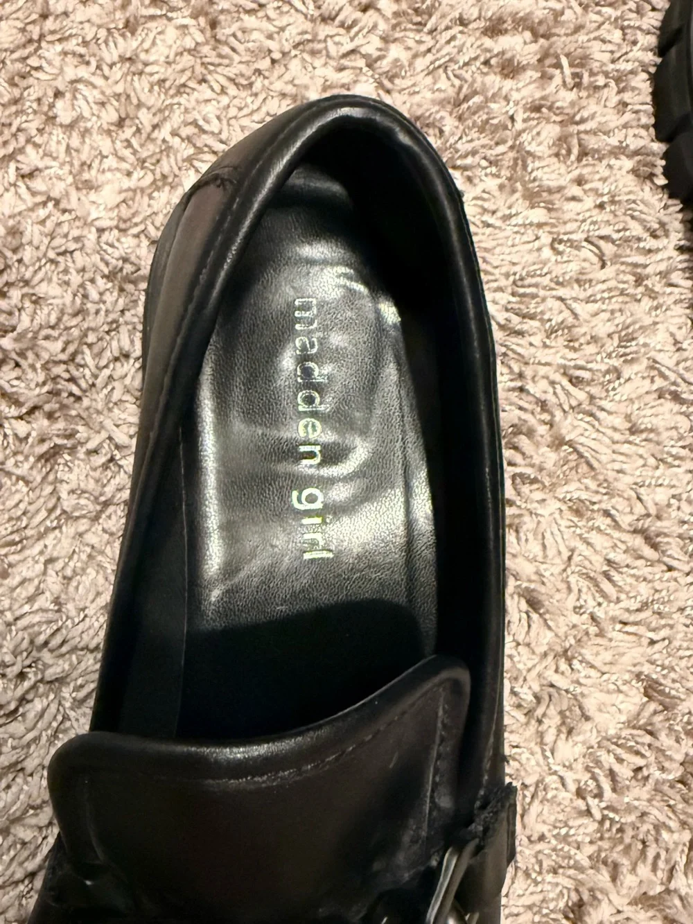 Madden Girl Black Chunky Chain Loafers